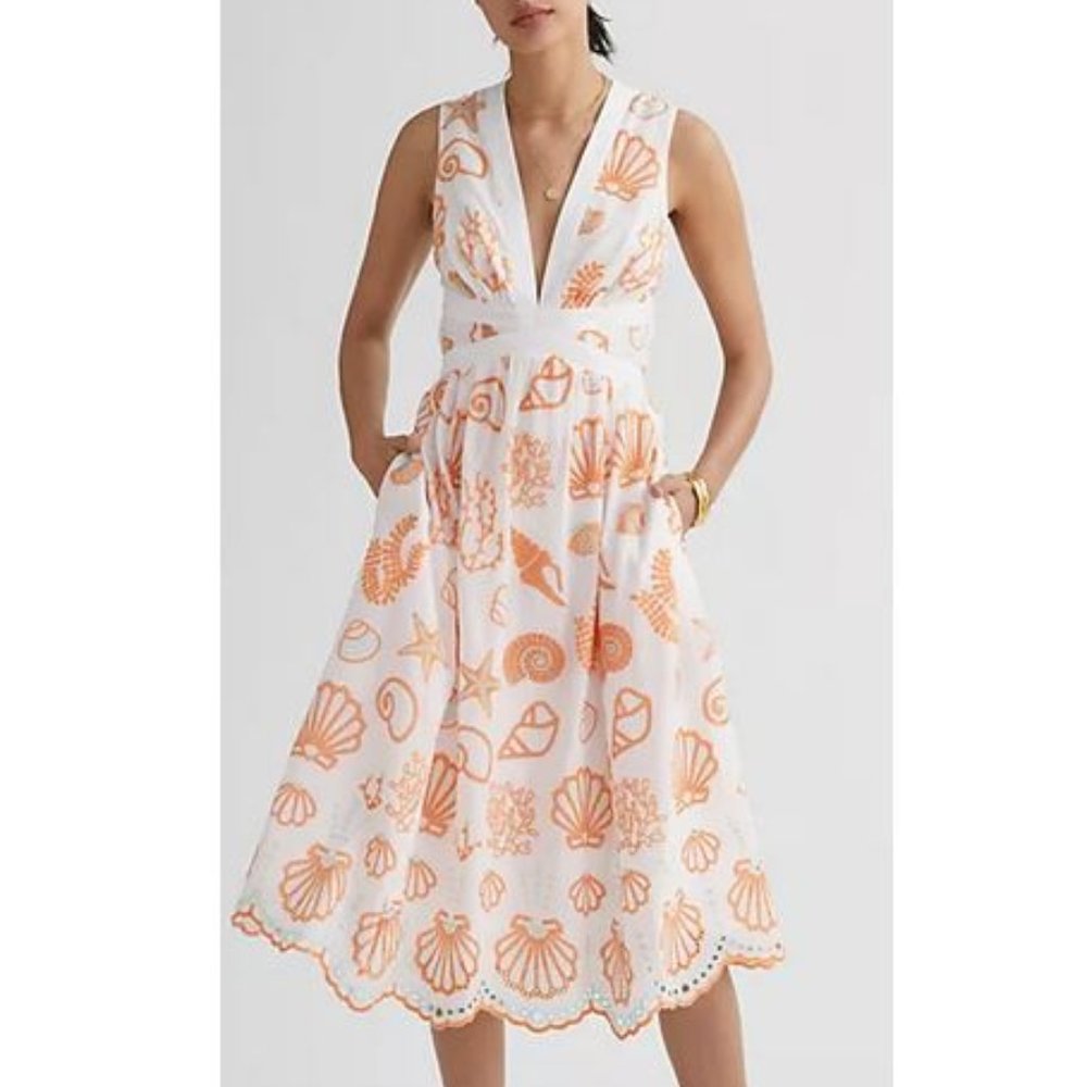 Maeve Embroidered Shell Midi Sundress - NWT